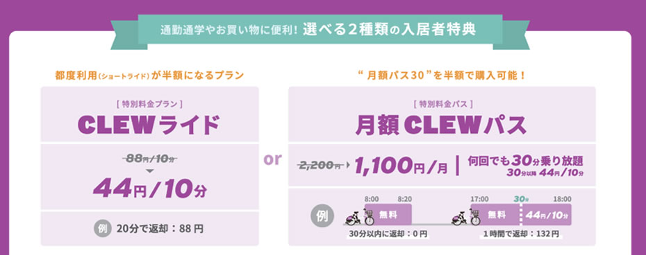 通勤通学やお買い物に便利！選べる2種類の入居者特典